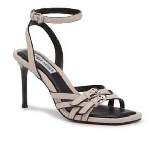 Steve Madden Karter Black and Cream Strappy Sandals